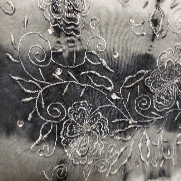 Vintage RXB Tye-dye Dress with Floral embroidery & Rhinestones- small-gpl - Picture 3 of 8